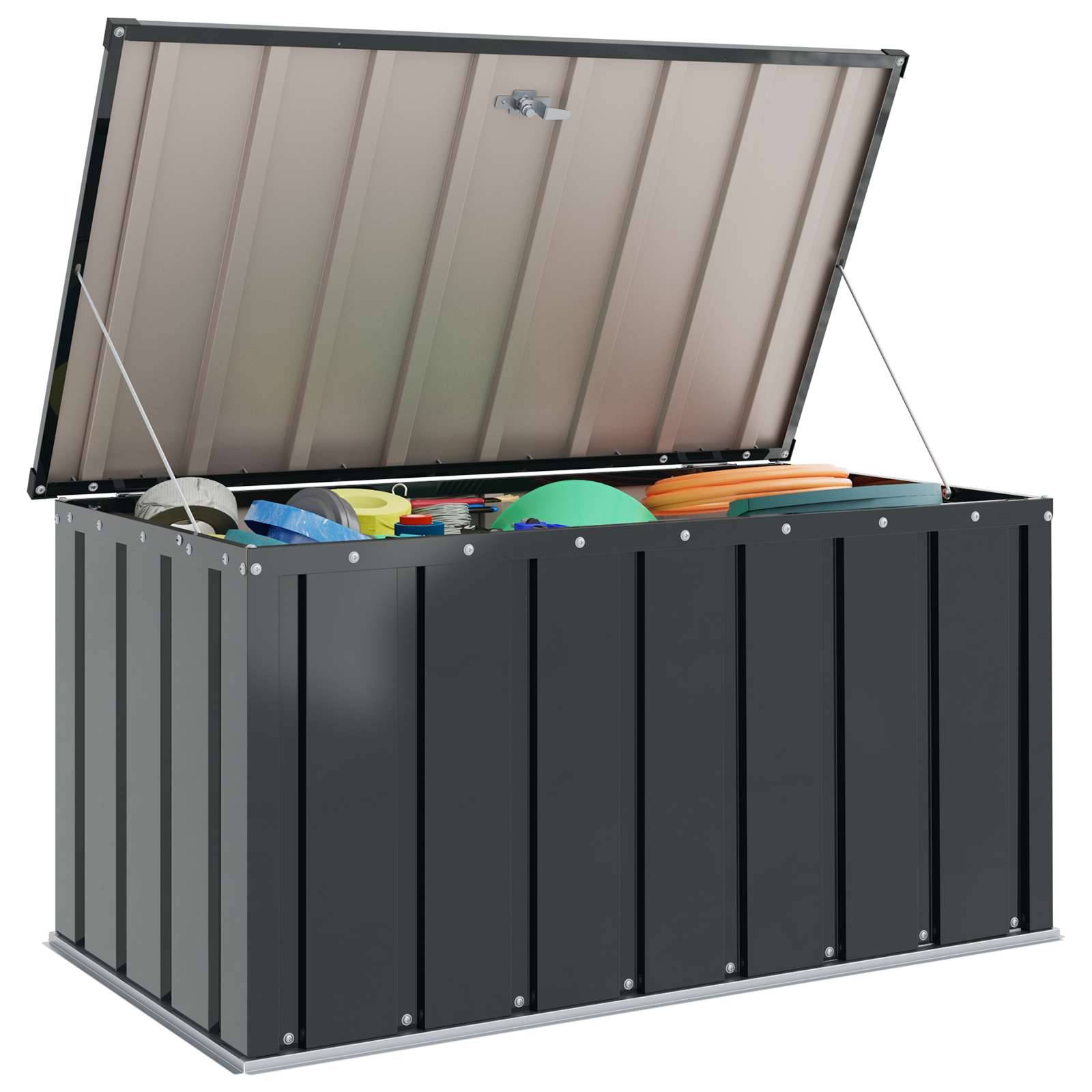 vidaXL Gartenlagerbox Schwarz 101 x 56,5 x 50 cm Stahl