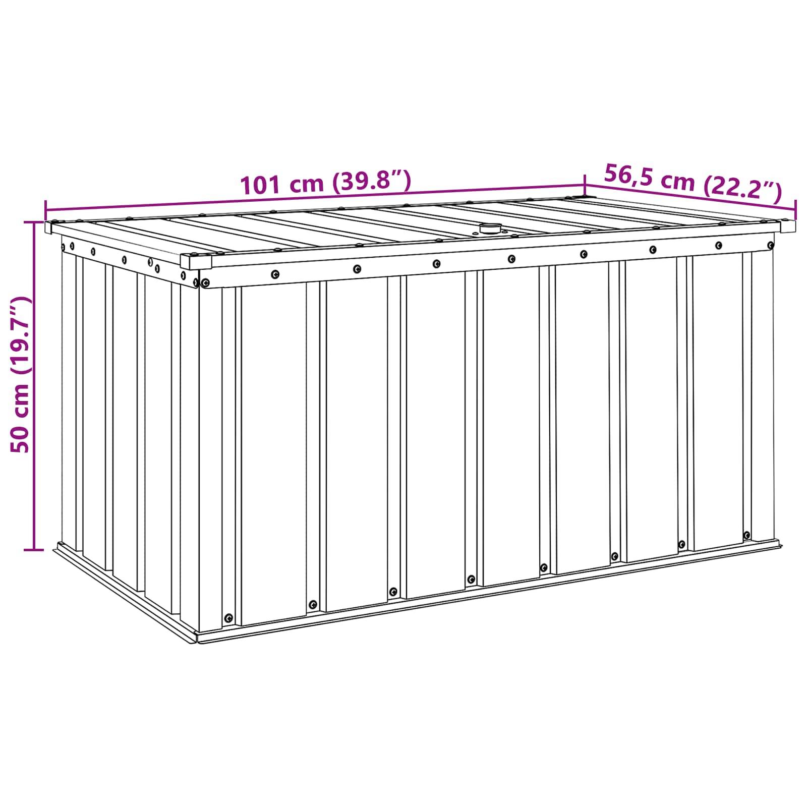 vidaXL Gartenlagerbox Schwarz 101 x 56,5 x 50 cm Stahl