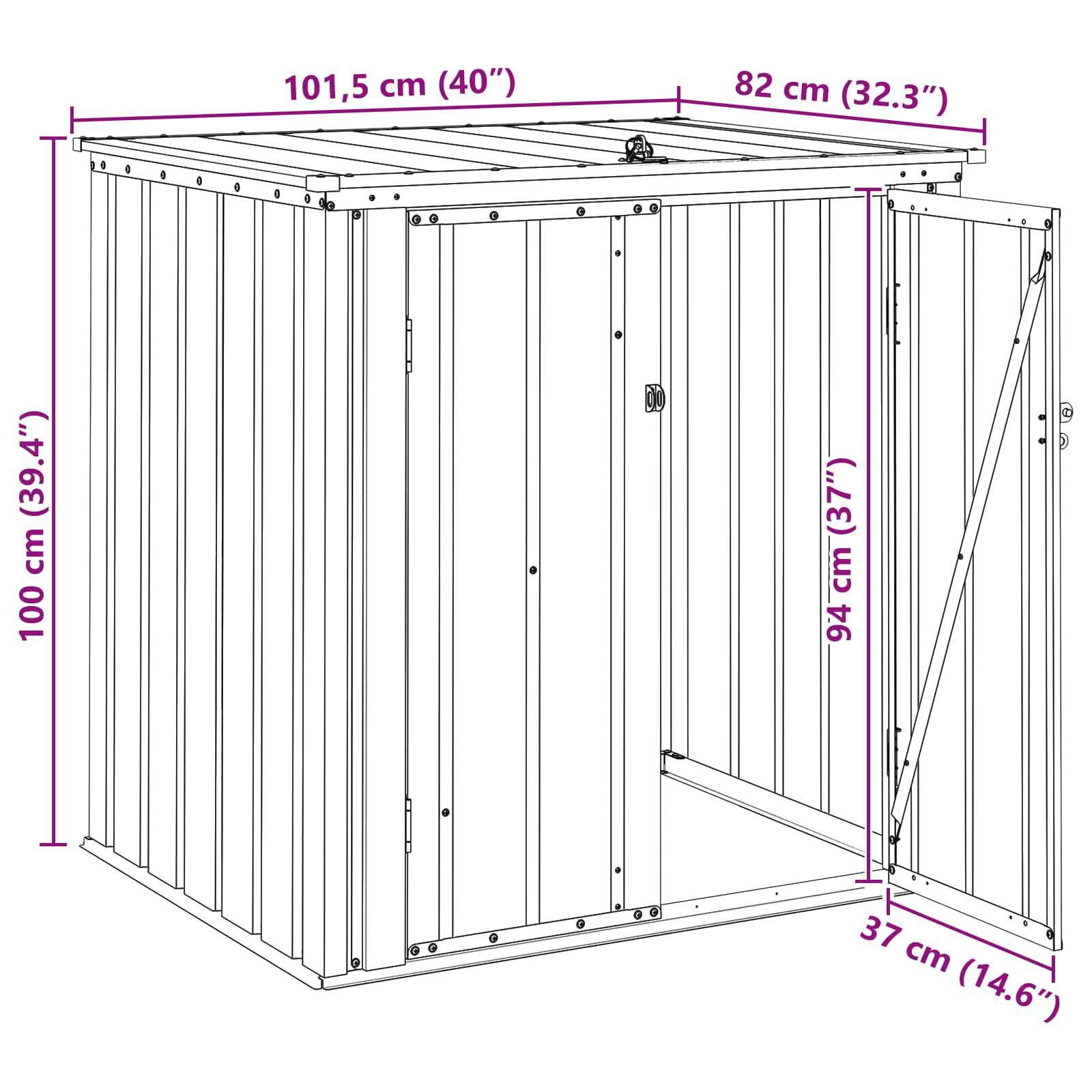 vidaXL Gartenlagerbox Schwarz 101,5 x 82 x 100 cm Stahl