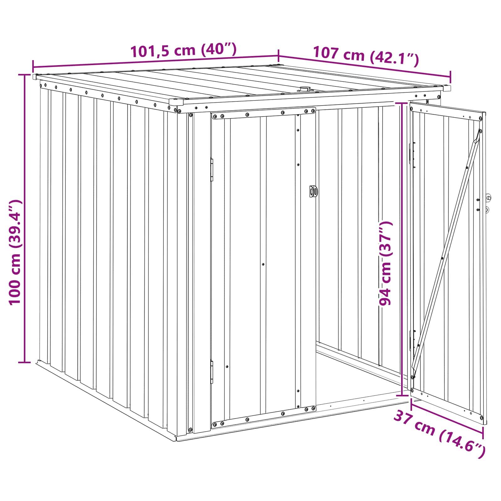 vidaXL Gartenlagerbox Schwarz 101,5 x 107 x 100 cm Stahl