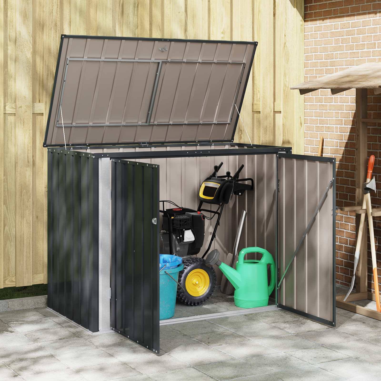 vidaXL Gartenlagerbox Schwarz 151,5 x 82 x 110,5 cm Stahl