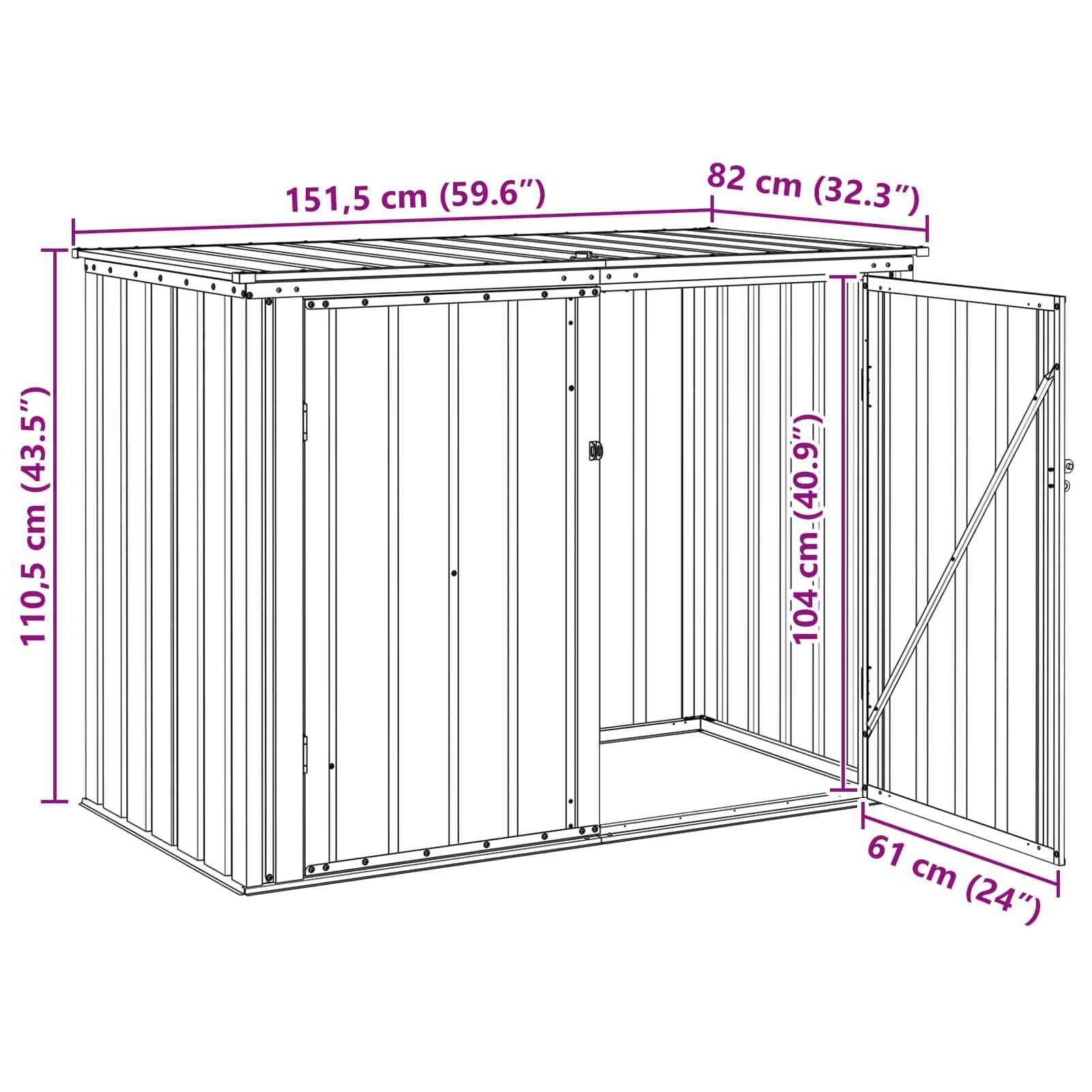 vidaXL Gartenlagerbox Schwarz 151,5 x 82 x 110,5 cm Stahl