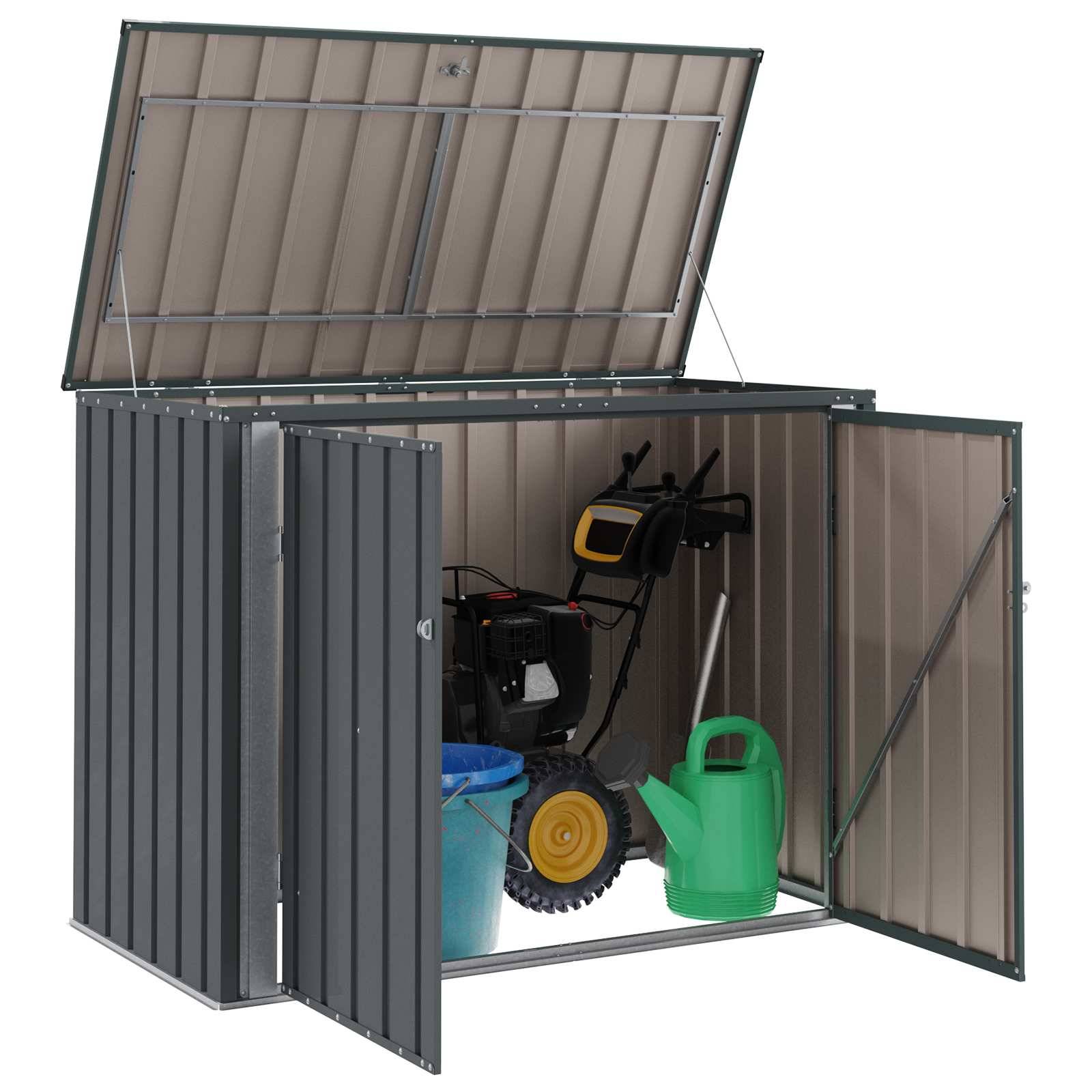 vidaXL Gartenlagerbox Schwarz 151,5 x 82 x 110,5 cm Stahl
