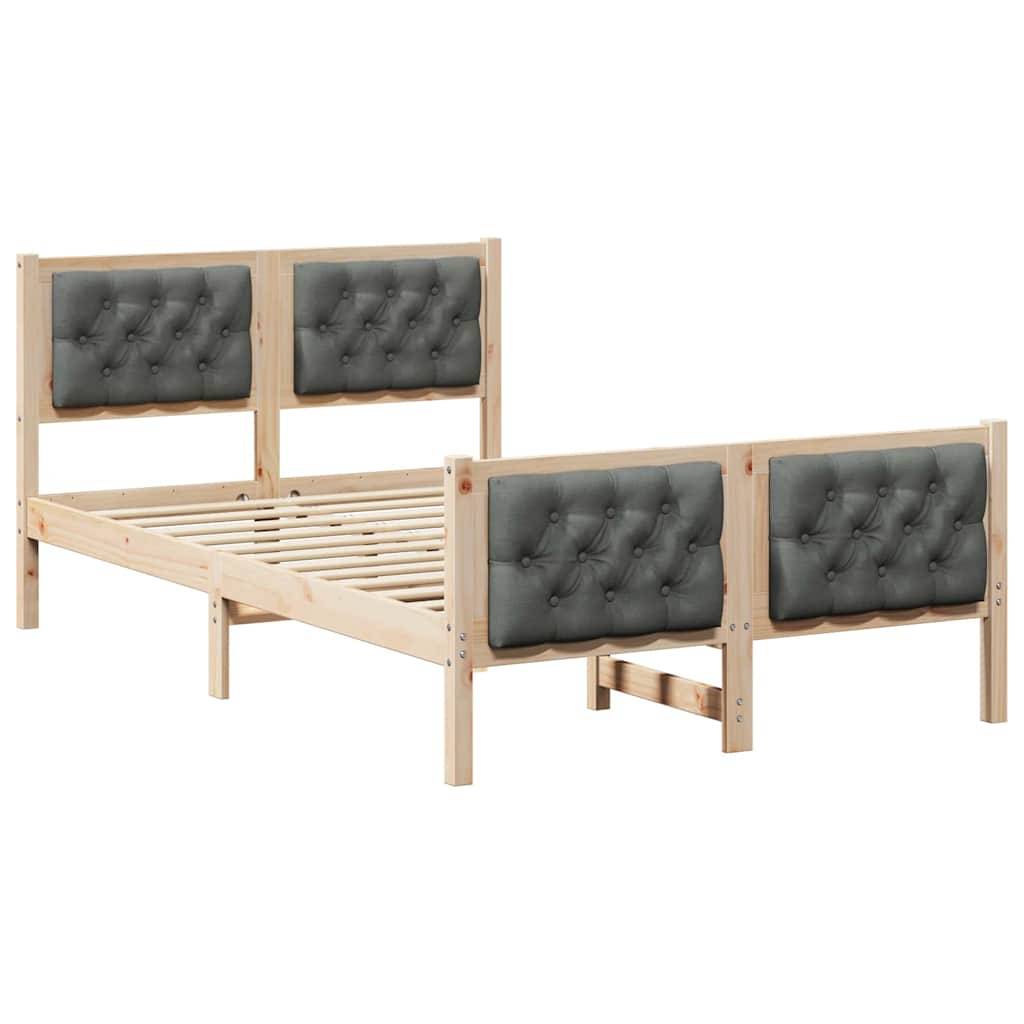 vidaXL Bettrahmen Dunkelgrau 120 x 190 cm Massives Kiefernholz
