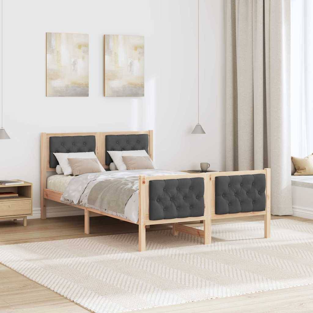 vidaXL Bettrahmen Dunkelgrau 135 x 190 cm Massives Kiefernholz