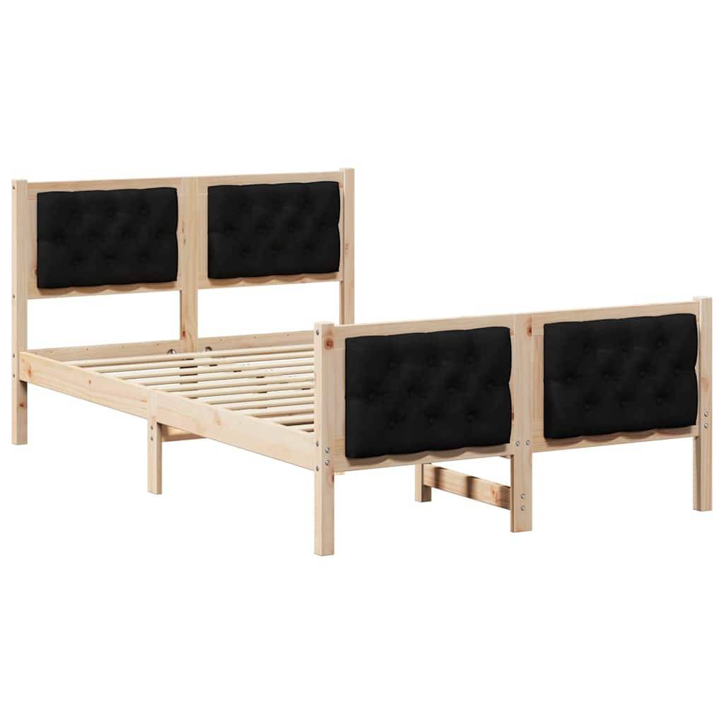 vidaXL Bettrahmen Schwarz 120 x 190 cm Massives Kiefernholz