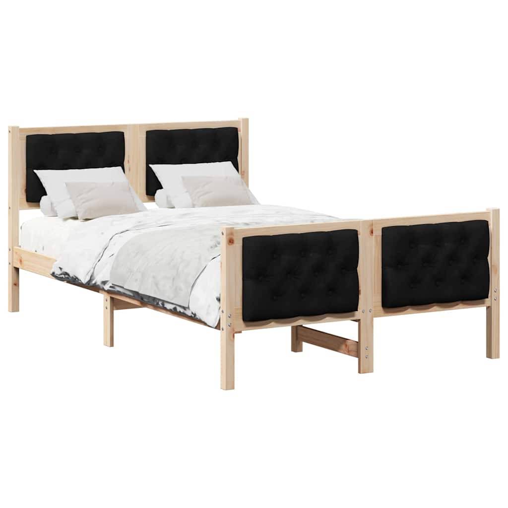 vidaXL Bettrahmen Schwarz 135 x 190 cm Massives Kiefernholz