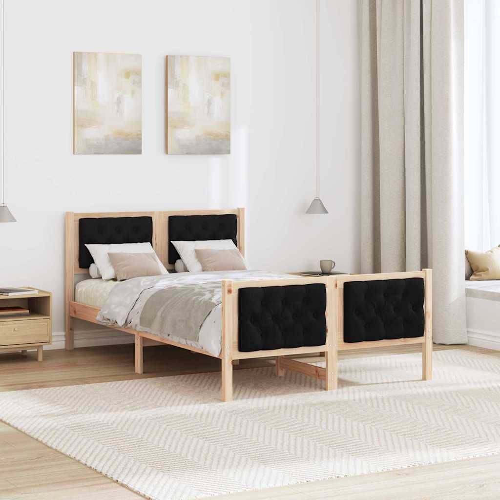 vidaXL Bettrahmen Schwarz 135 x 190 cm Massives Kiefernholz