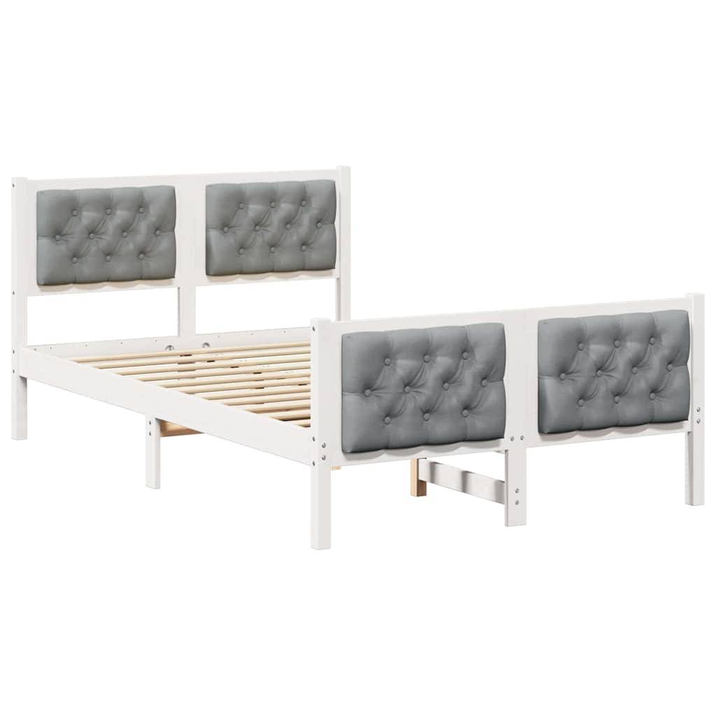 vidaXL Bettrahmen Hellgrau 120 x 190 cm Massives Kiefernholz