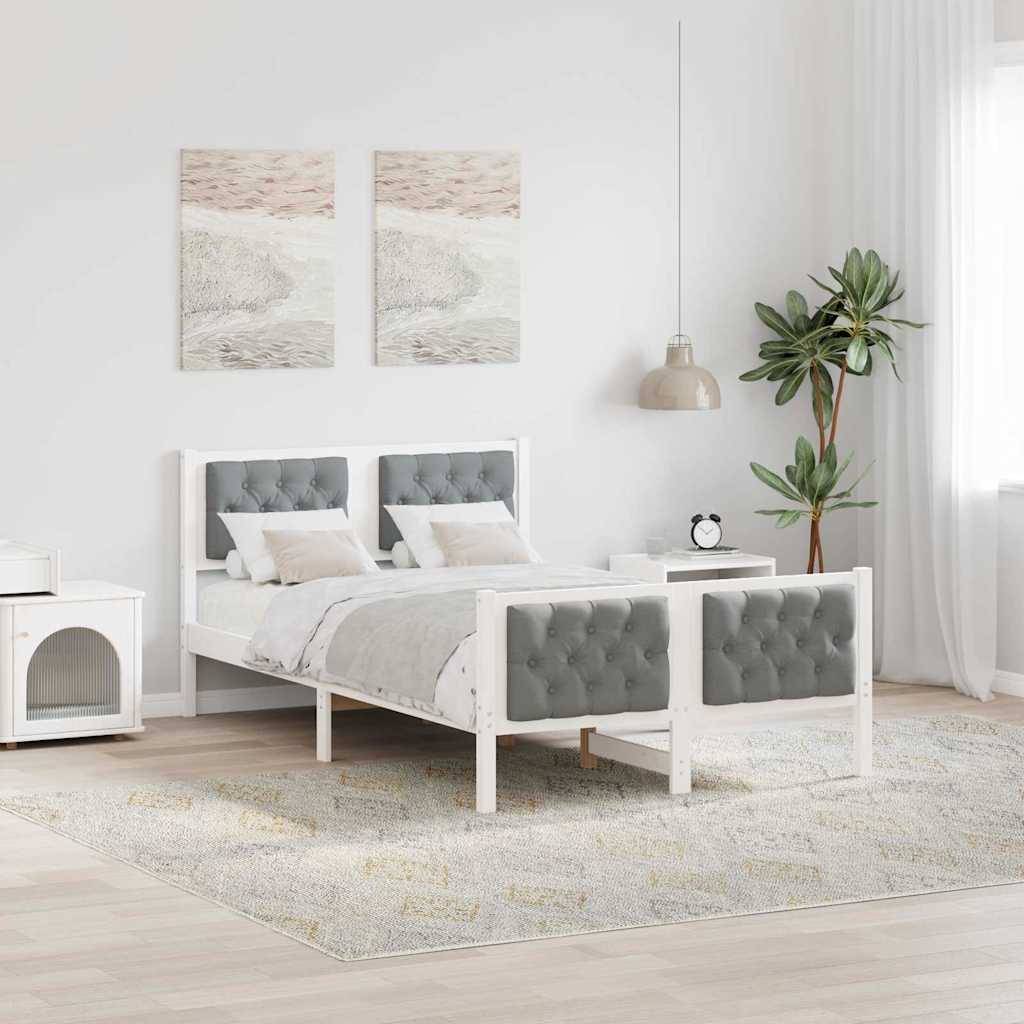 vidaXL Bettrahmen Hellgrau 135 x 190 cm Massives Kiefernholz