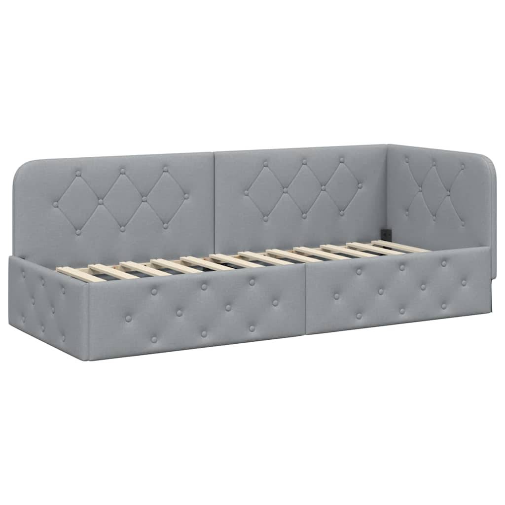 vidaXL Eckbettgestell Hellgrau 80 x 200 cm Stoff