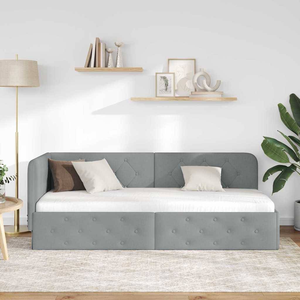 vidaXL Eckbettgestell Hellgrau 80 x 200 cm Stoff