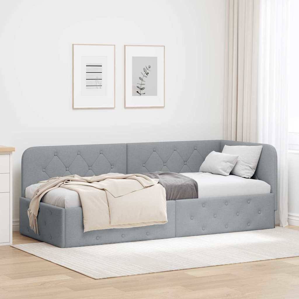 vidaXL Eckbettgestell Hellgrau 80 x 200 cm Stoff
