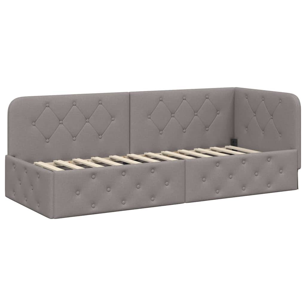 vidaXL Eckbettgestell Taupe 80 x 200 cm Stoff