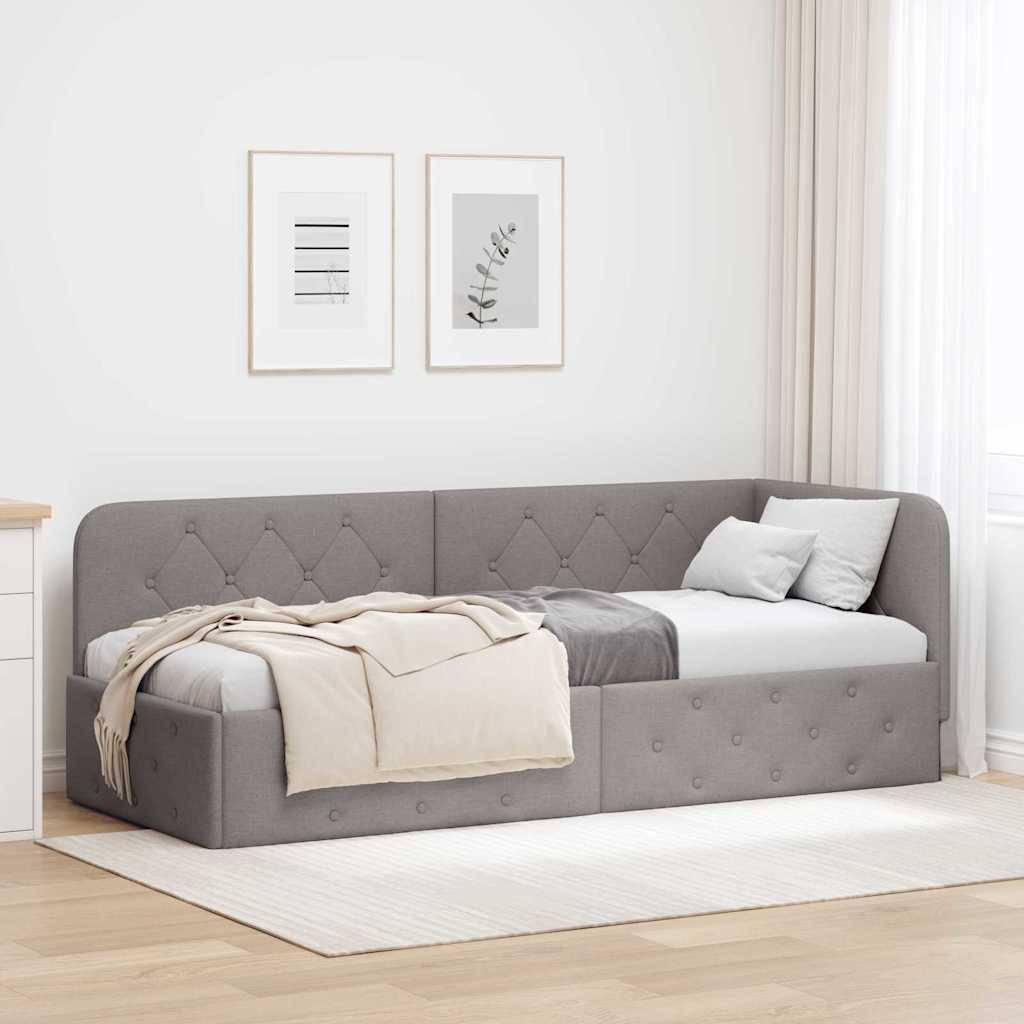 vidaXL Eckbettgestell Taupe 80 x 200 cm Stoff