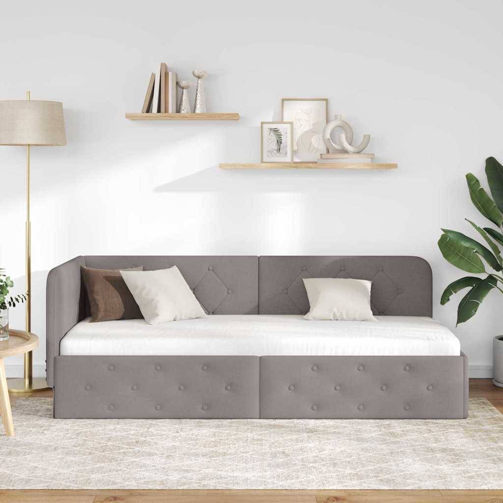 vidaXL Eckbettgestell Taupe 80 x 200 cm Stoff