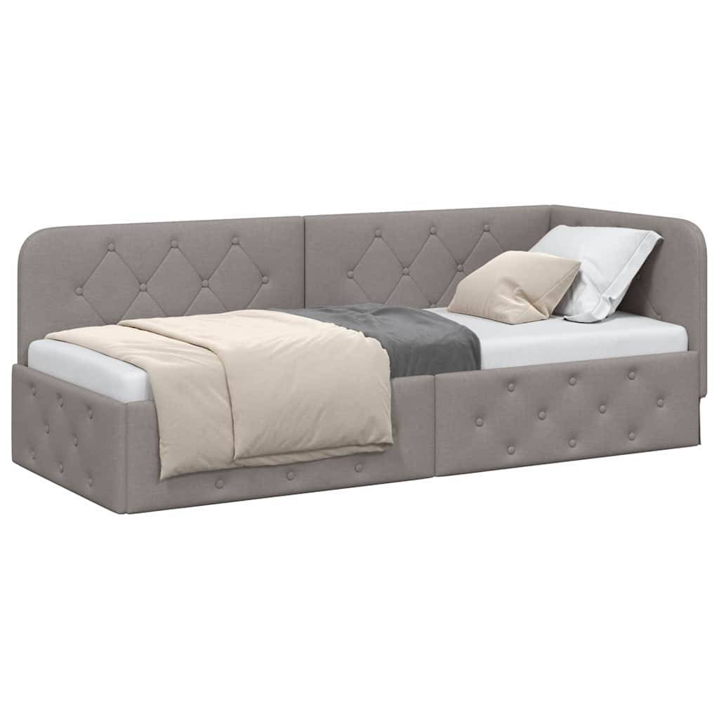 vidaXL Eckbettgestell Taupe 80 x 200 cm Stoff