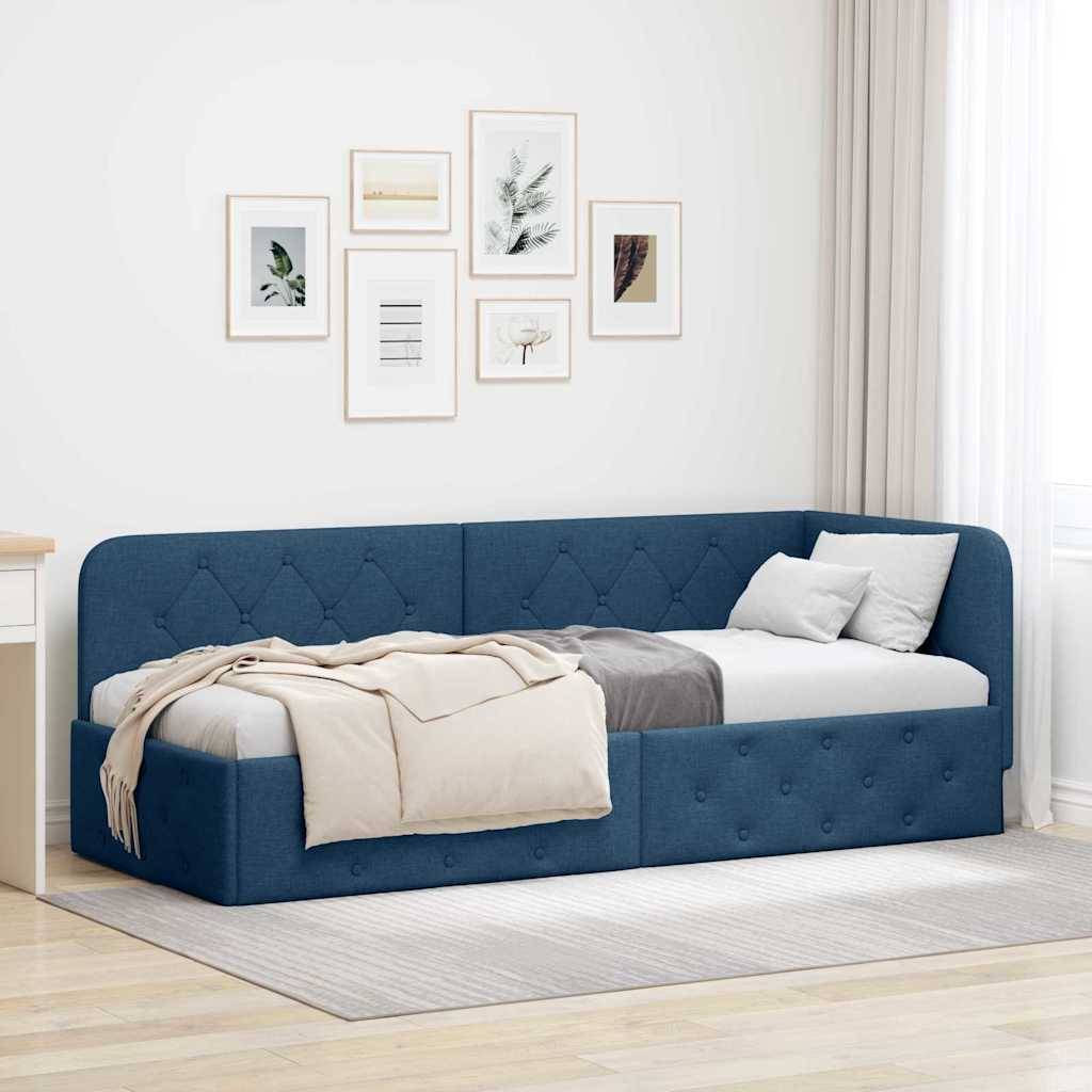 vidaXL Eckbettgestell Blau 80 x 200 cm Stoff