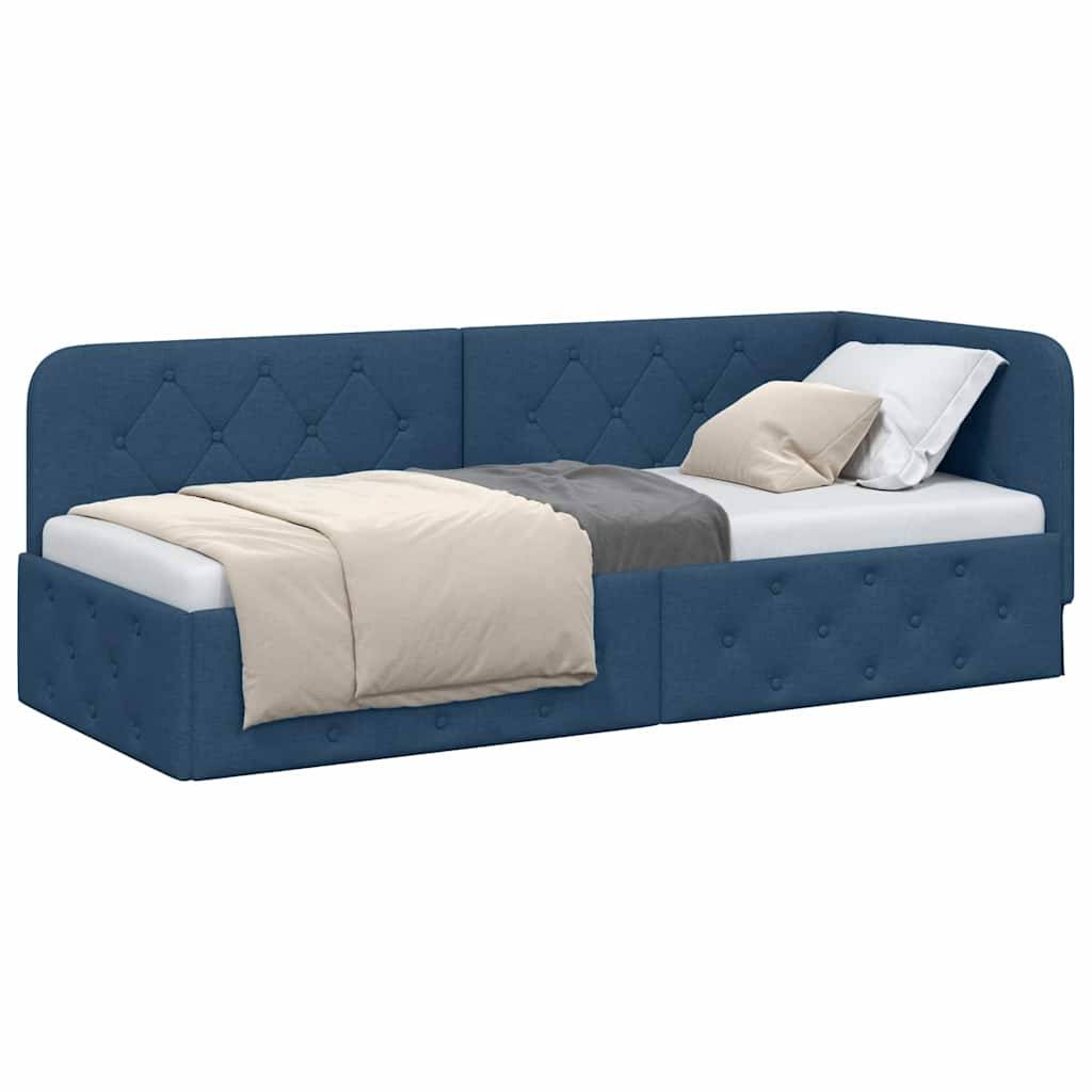 vidaXL Eckbettgestell Blau 80 x 200 cm Stoff