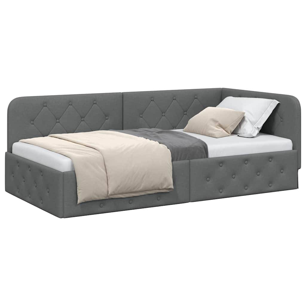 vidaXL Eckbettgestell Dunkelgrau 90 x 200 cm Stoff