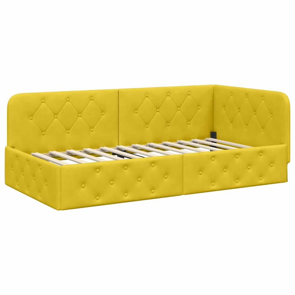 vidaXL Eckbettgestell Gelb 90 x 200 cm Samt