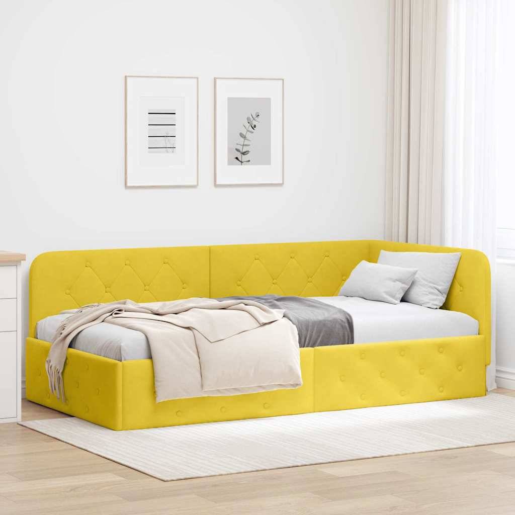 vidaXL Eckbettgestell Gelb 90 x 200 cm Samt