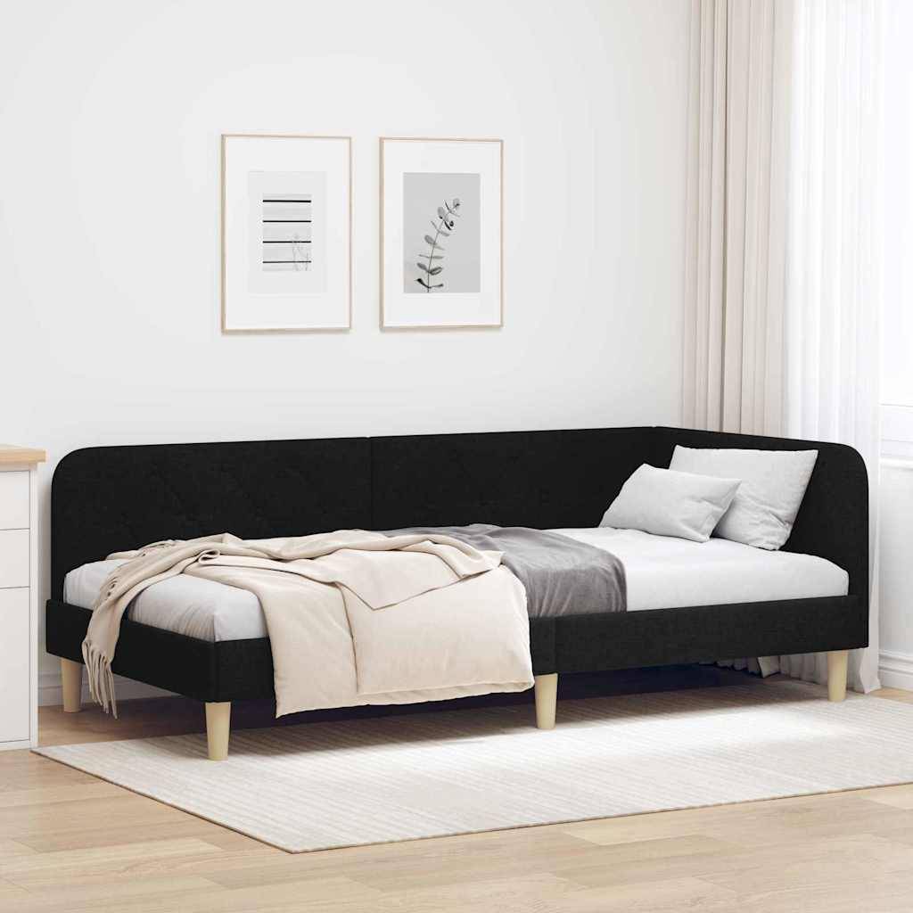 vidaXL Eckbettgestell Schwarz 90 x 190 cm Stoff