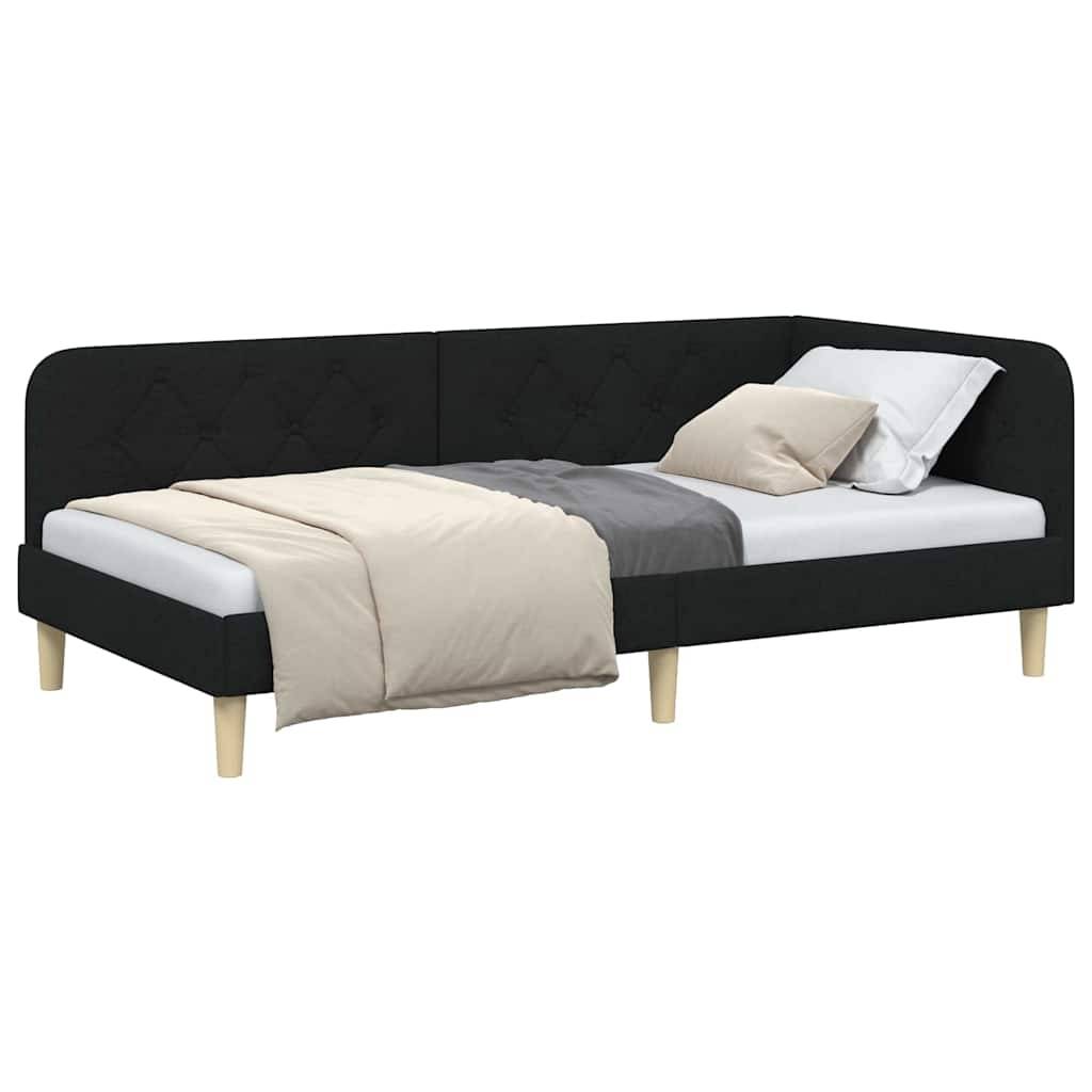 vidaXL Eckbettgestell Schwarz 90 x 190 cm Stoff