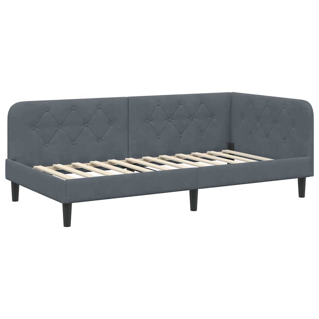 vidaXL Eckbettgestell Dunkelgrau 90 x 200 cm Samt