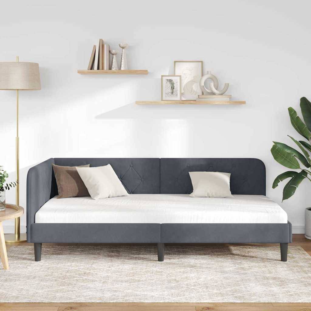 vidaXL Eckbettgestell Dunkelgrau 90 x 200 cm Samt
