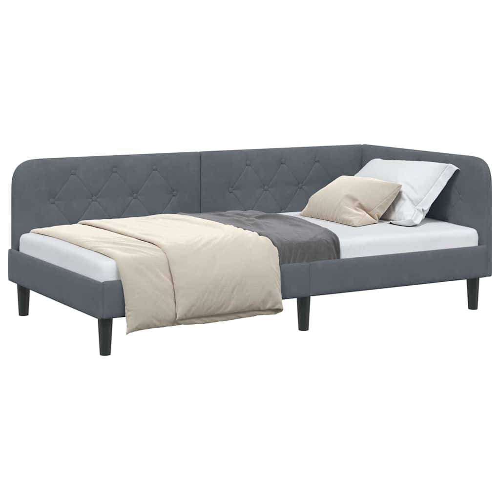 vidaXL Eckbettgestell Dunkelgrau 90 x 200 cm Samt