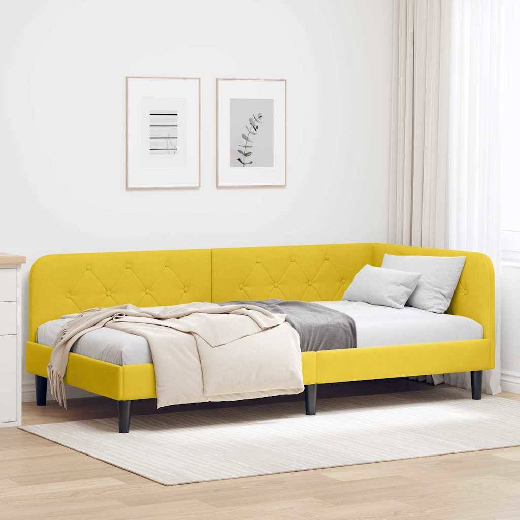 vidaXL Eckbettgestell Gelb 90 x 190 cm Samt
