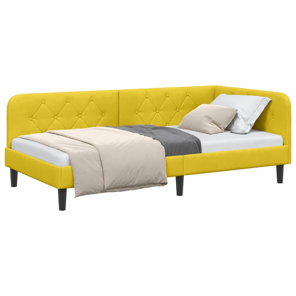 vidaXL Eckbettgestell Gelb 90 x 190 cm Samt