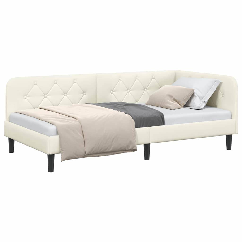 vidaXL Eckbettgestell Creme 90 x 200 cm Samt