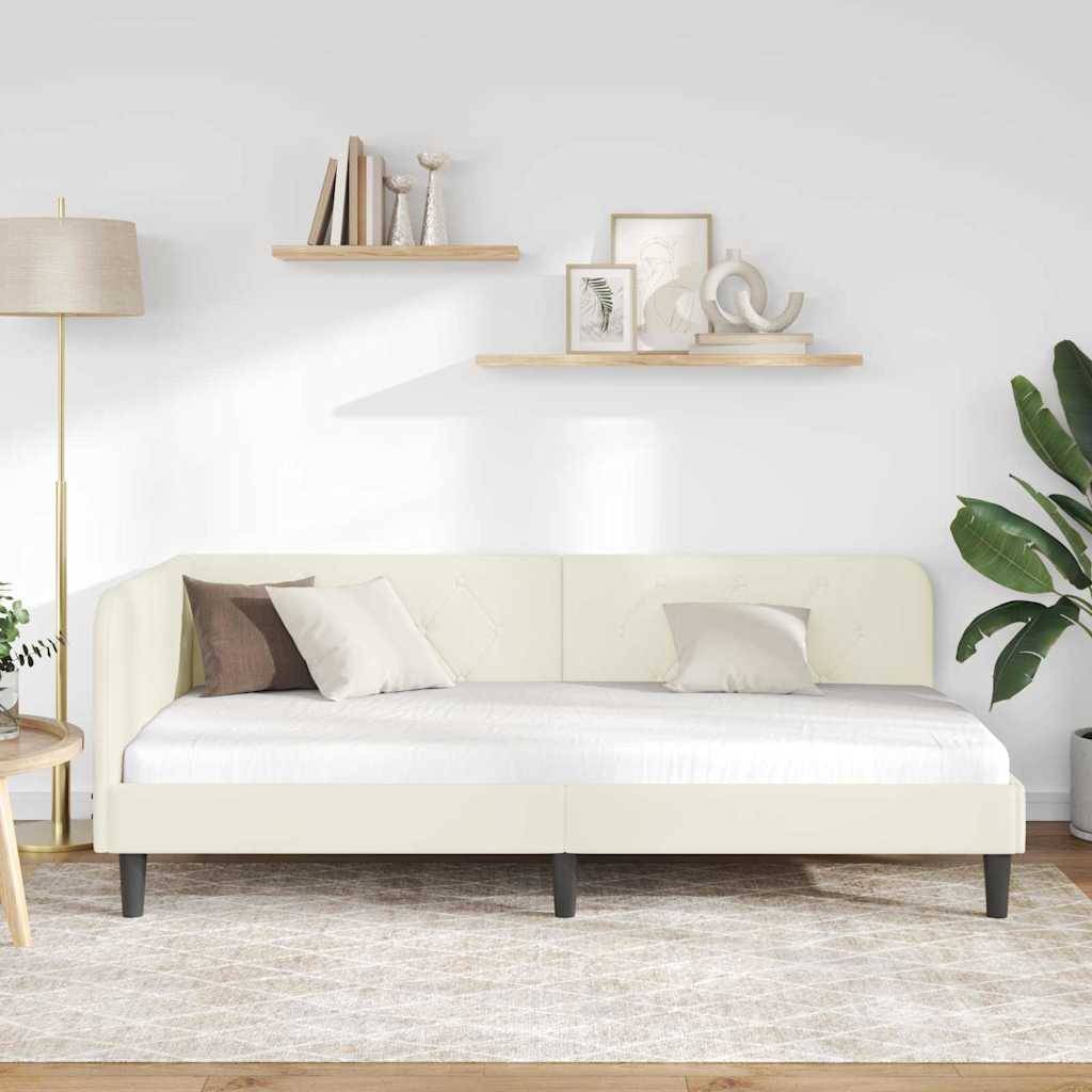 vidaXL Eckbettgestell Creme 90 x 200 cm Samt