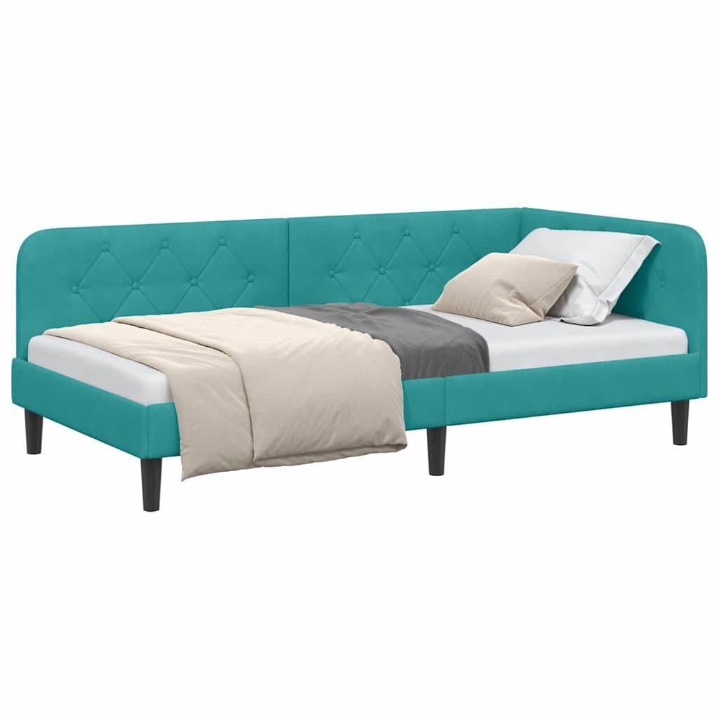 vidaXL Eckbettgestell Türkis 90 x 200 cm Samt