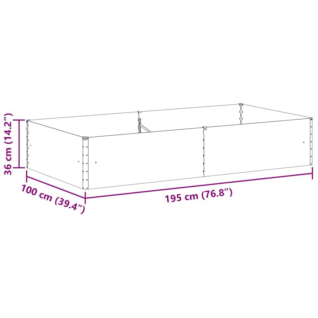 vidaXL Hochbeet Hellbraun 195 x 100 x 36 cm Verzinkter Stahl