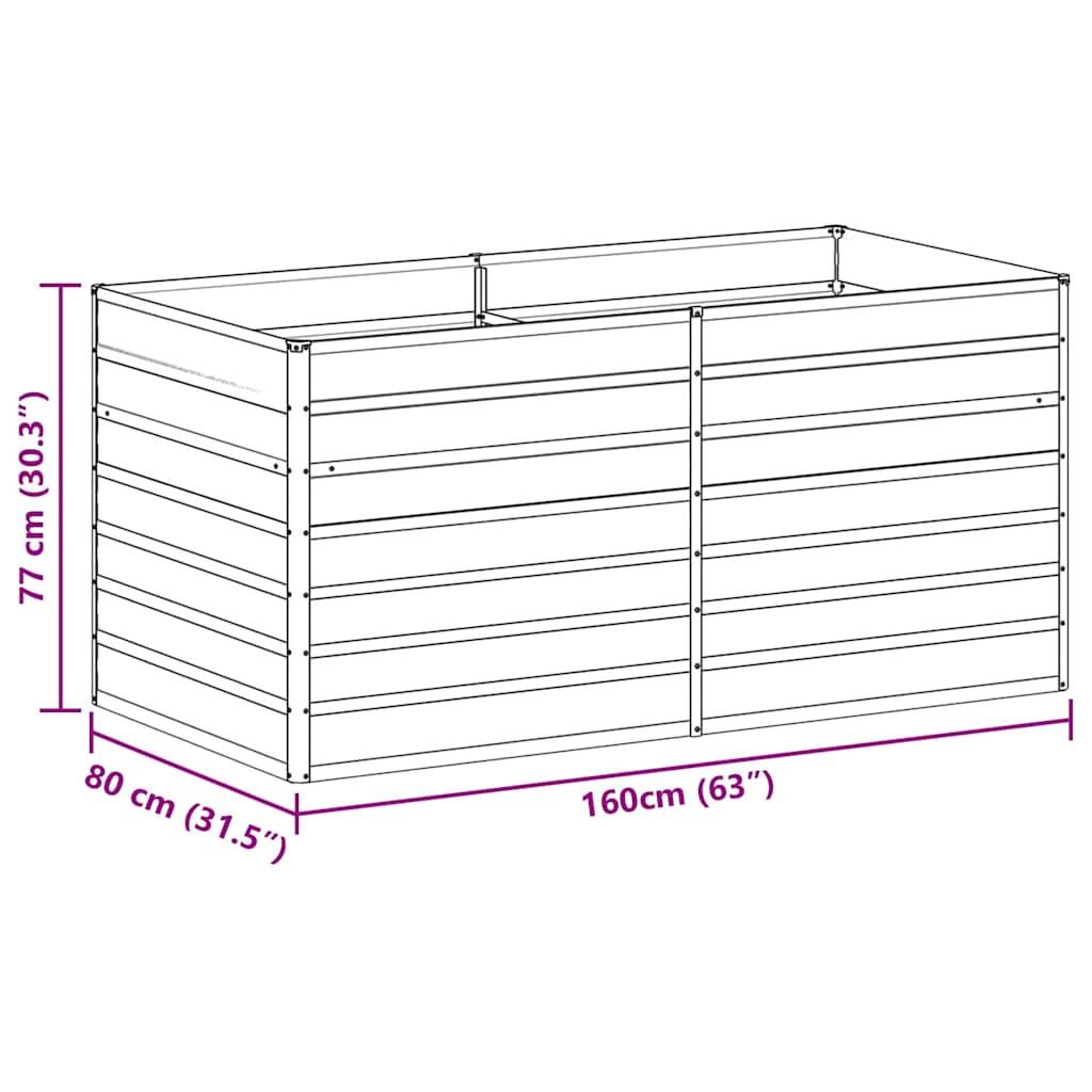 vidaXL Hochbeet Hellbraun 160 x 80 x 77 cm Verzinkter Stahl