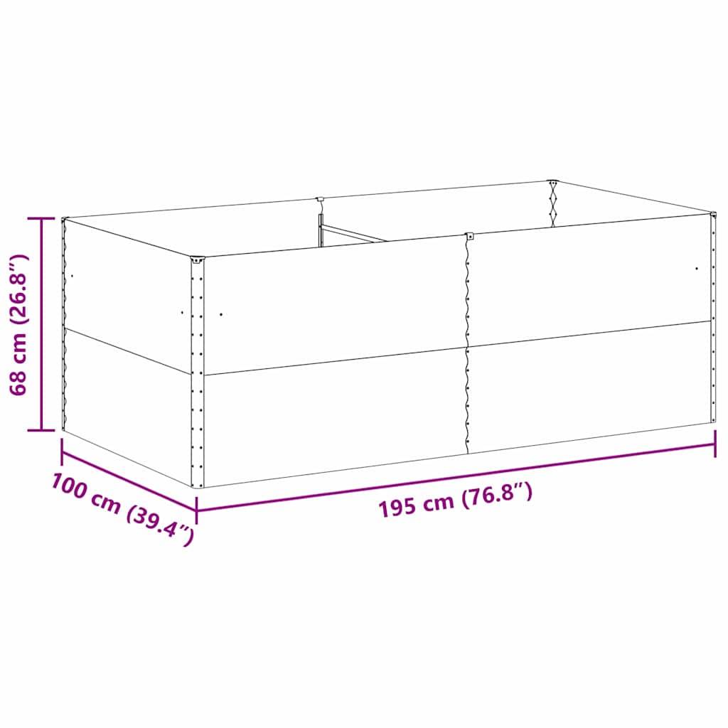 vidaXL Hochbeet Hellbraun 195 x 100 x 68 cm Verzinkter Stahl