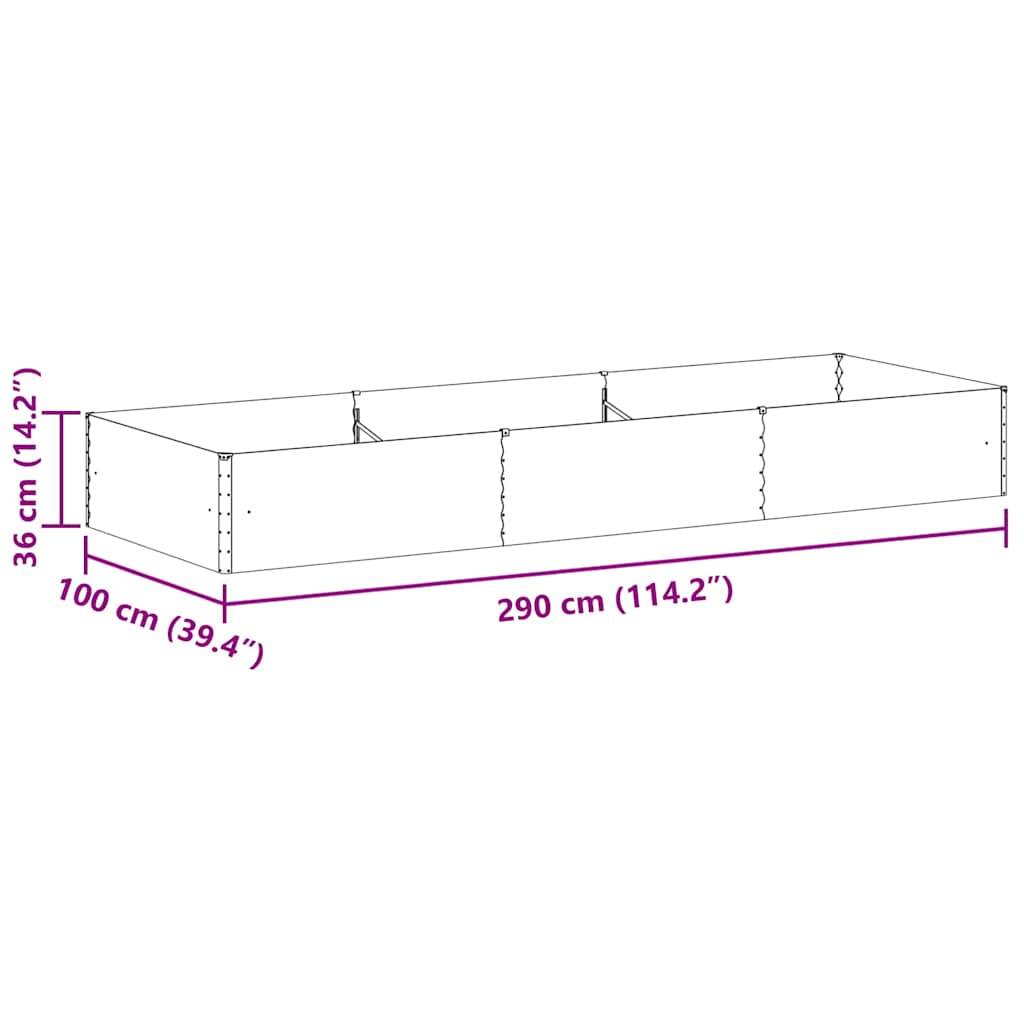 vidaXL Hochbeet Hellbraun 290 x 100 x 36 cm Verzinkter Stahl
