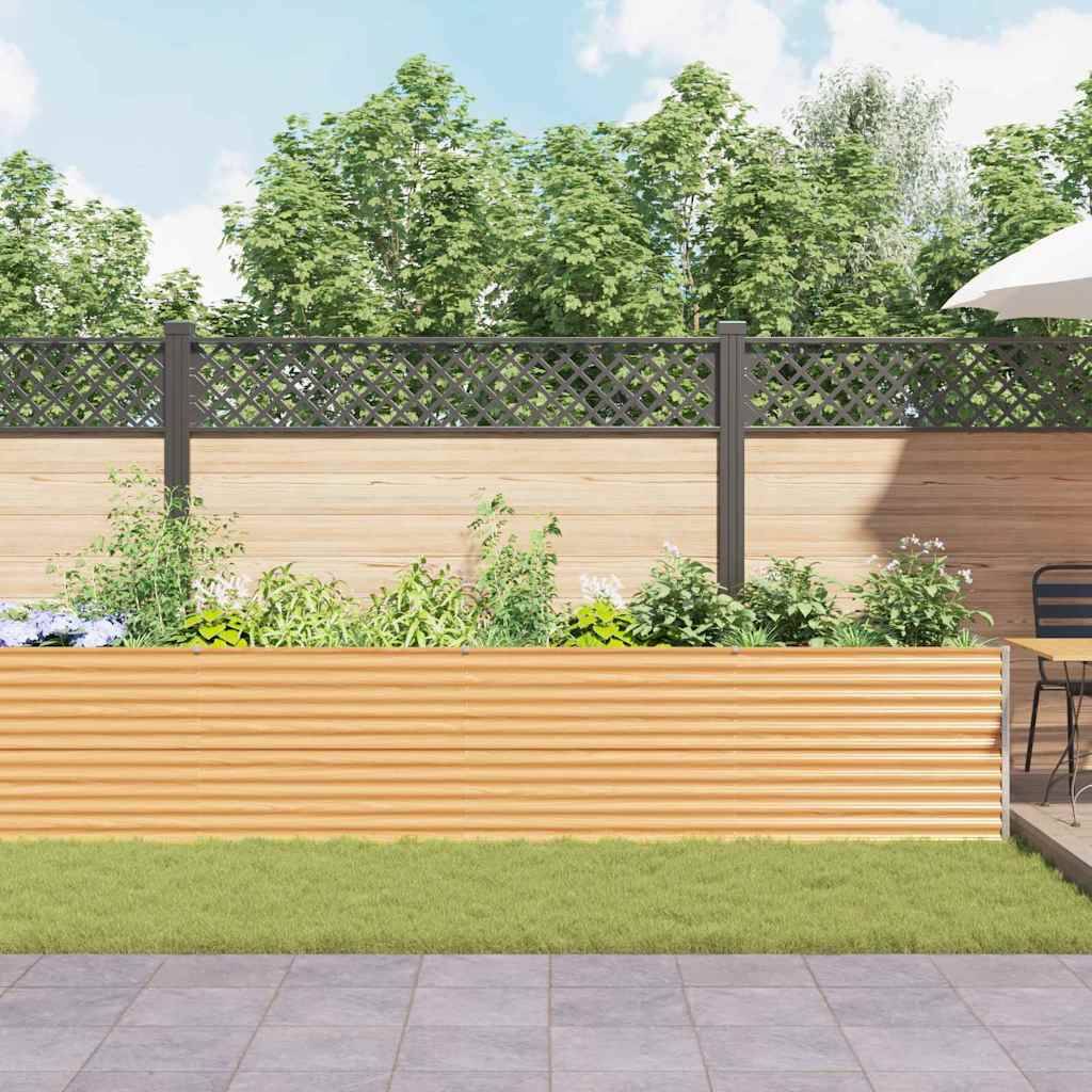 vidaXL Hochbeet Hellbraun 485 x 100 x 68 cm Verzinkter Stahl