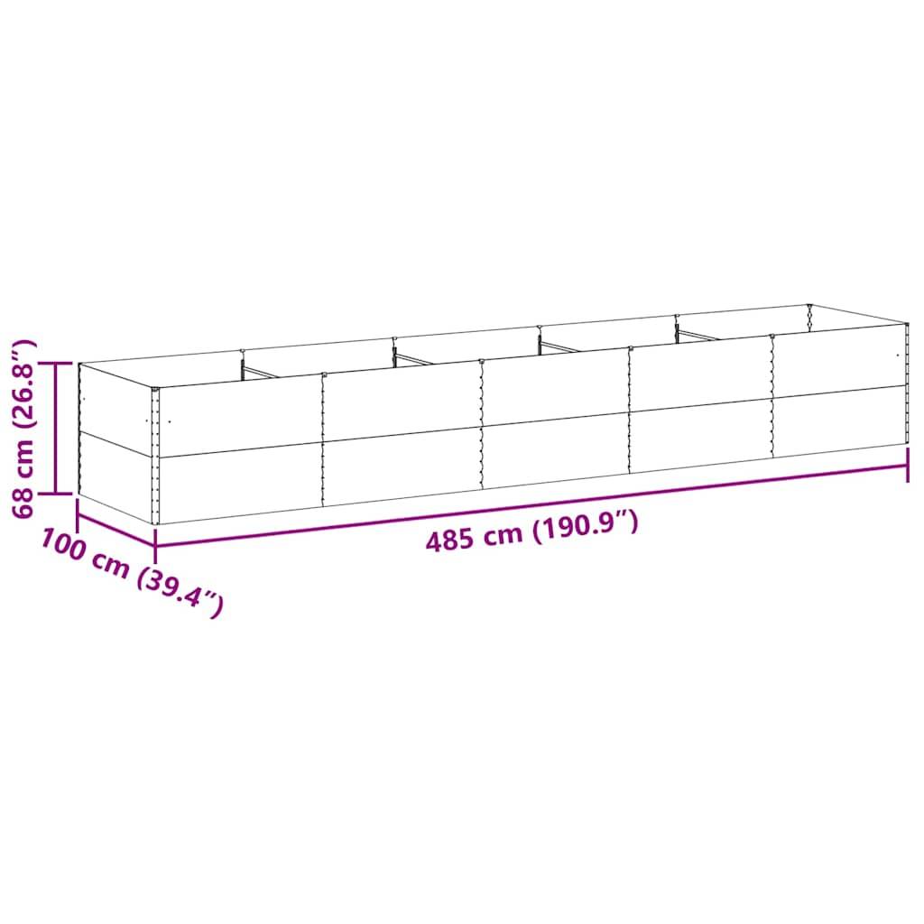 vidaXL Hochbeet Hellbraun 485 x 100 x 68 cm Verzinkter Stahl
