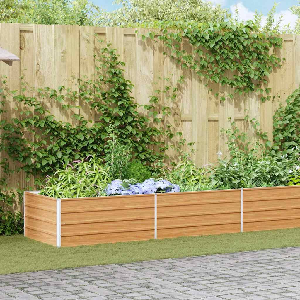 vidaXL Hochbeet Hellbraun 600 x 80 x 45 cm Verzinkter Stahl