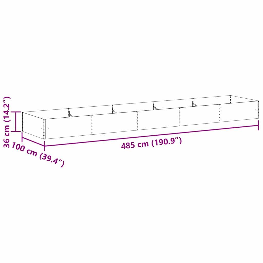 vidaXL Hochbeet Hellbraun 485 x 100 x 36 cm Verzinkter Stahl
