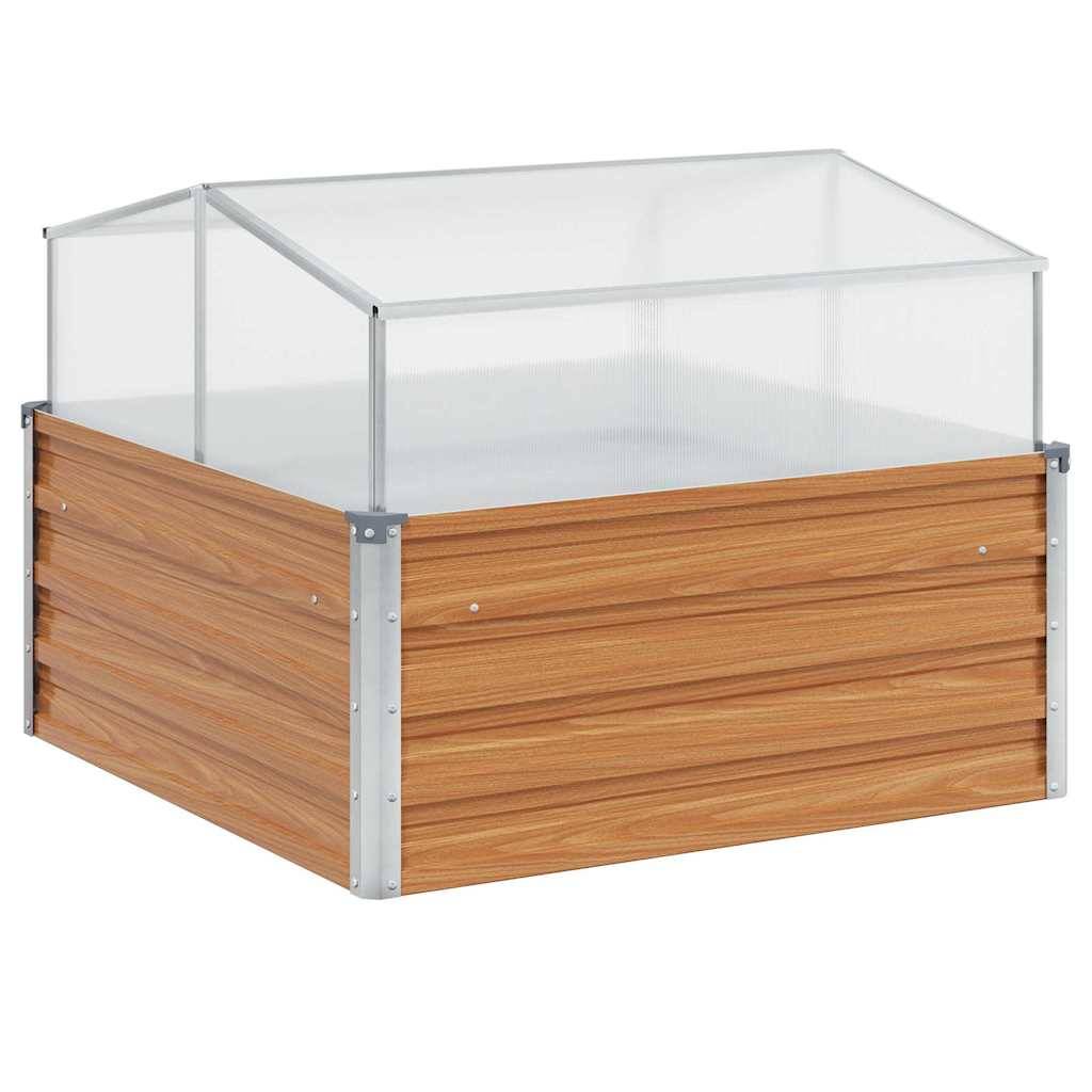 vidaXL Gartenpflanzer mit Gewächshaus Hellbraun 100 x 100 x 77 cm