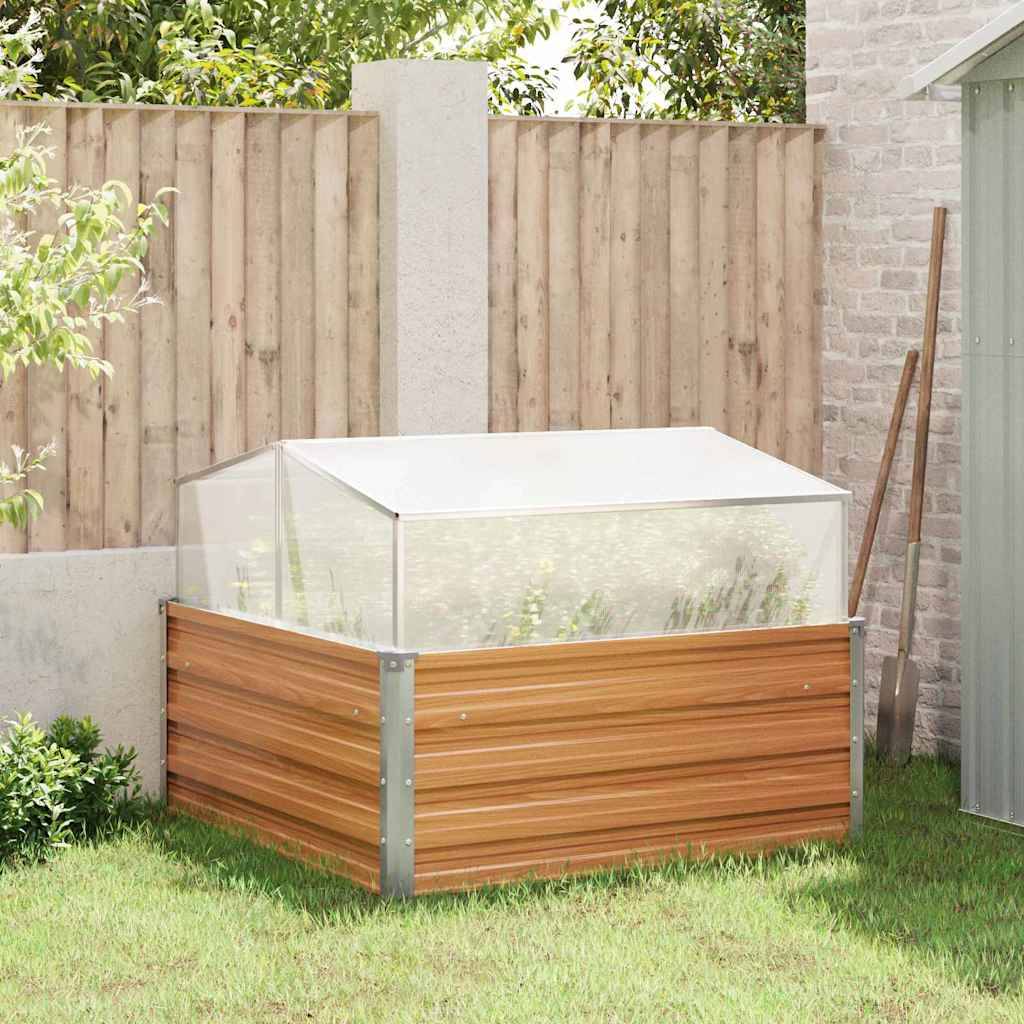 vidaXL Gartenpflanzer mit Gewächshaus Hellbraun 100 x 100 x 77 cm