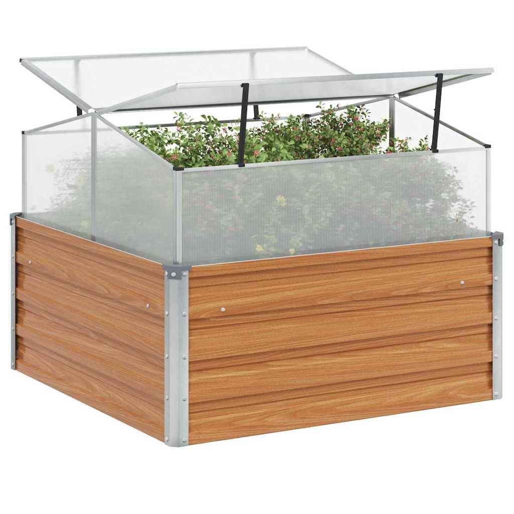 vidaXL Gartenpflanzer mit Gewächshaus Hellbraun 100 x 100 x 77 cm