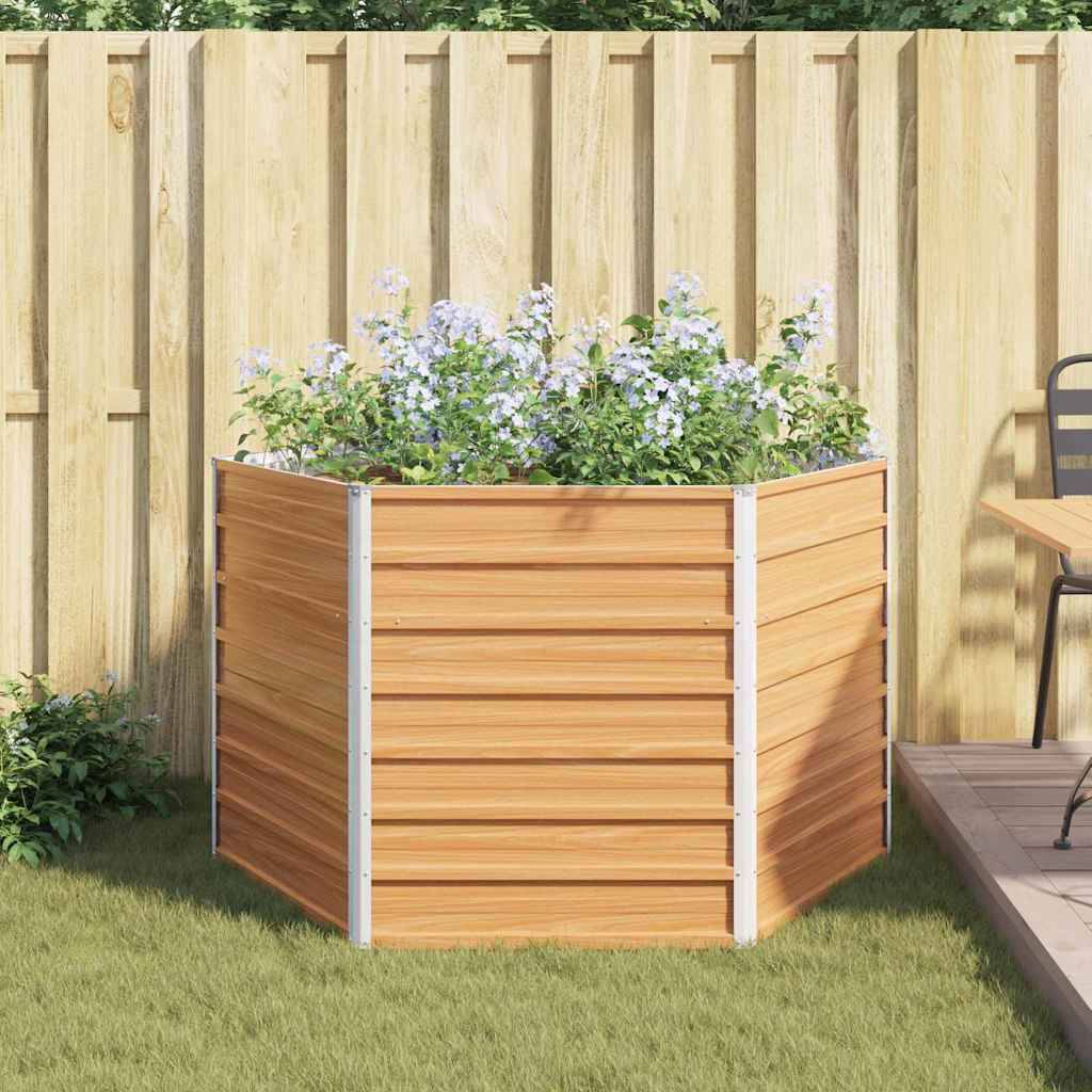 vidaXL Hochbeet im Garten Hellbraun 129 x 129 x 77 cm Verzinkter Stahl
