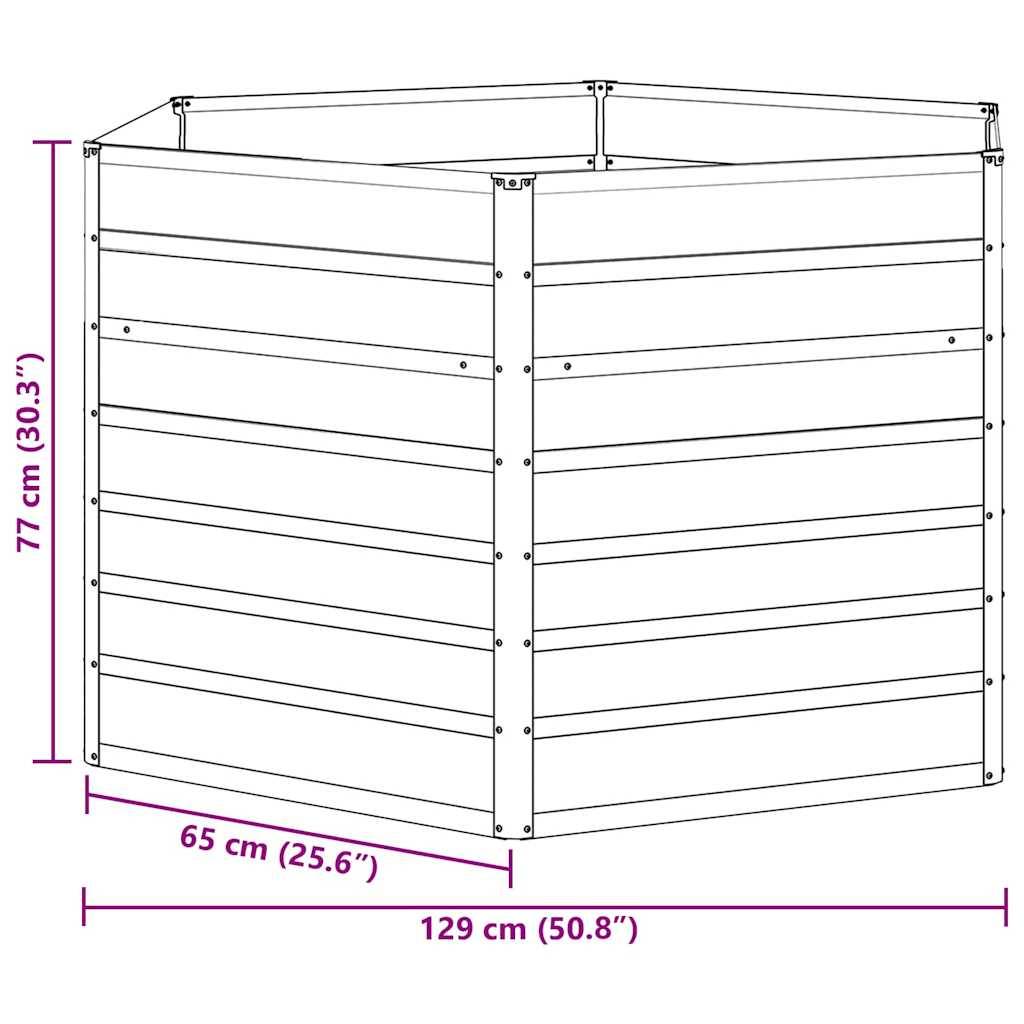 vidaXL Hochbeet im Garten Hellbraun 129 x 129 x 77 cm Verzinkter Stahl