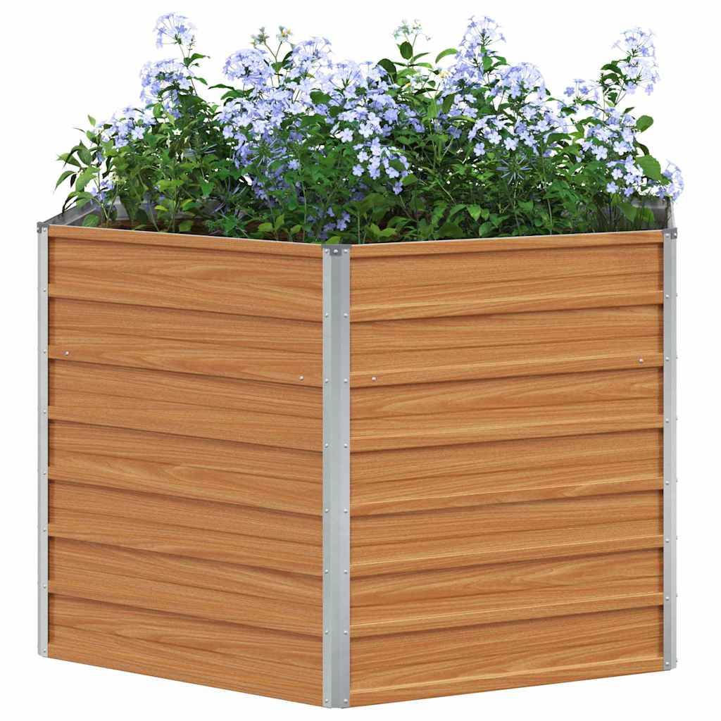 vidaXL Hochbeet im Garten Hellbraun 129 x 129 x 77 cm Verzinkter Stahl